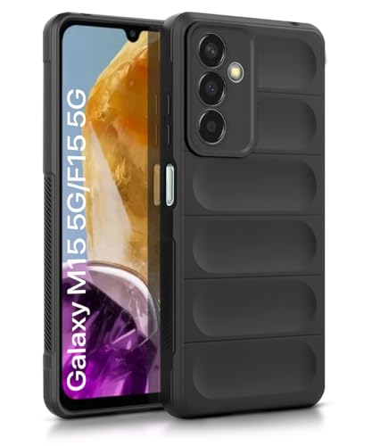 Image of WOW IMAGINE Ultimate Silicon Back Cover Case for Samsung Galaxy M15 5G Prime Edition | M15 5G | F15 5G | Drop Protection Bumper | Anti-Slip Grip | Scratch Proof Micro-Fibre Cloth Inside (Pitch Black)
