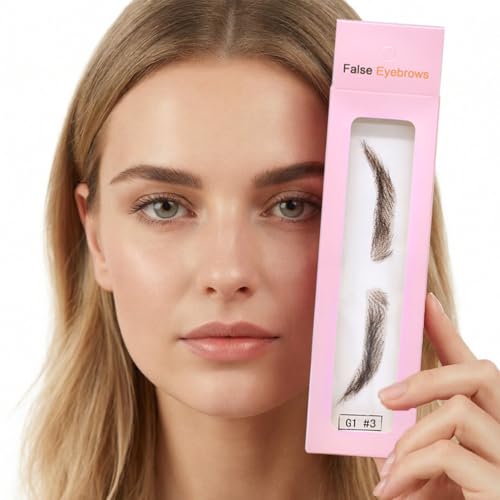 Healthlif Human Hair False Eyebrows For Women Handmade Full Lace Eyebrows Natural Invisible Reusable Eyebrow Extensions Breathable Realistic Fake Eyebrows 1 Pair (#3 Dark Brown Shape-G1)