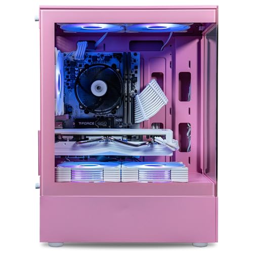 Image of ViprTech Stryker 1.0 Gaming PC - AMD Ryzen 7 (4.1GHz Turbo), RX 580 8GB, 16GB DDR4 RAM, 500GB SSD, 700W PSU, WiFi BT, Win 11 Pro, RGB, Desktop Computer Prebuilt, Pink