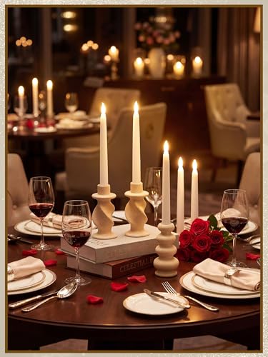 Image of Treela 24 Pcs Flameless Taper Candles Battery Operated ulkB Fake Candles Light LED Candle Sticks Flickering Tapered for Wedding Anniversary Holiday Decoration(Basic,8 Inch,White)