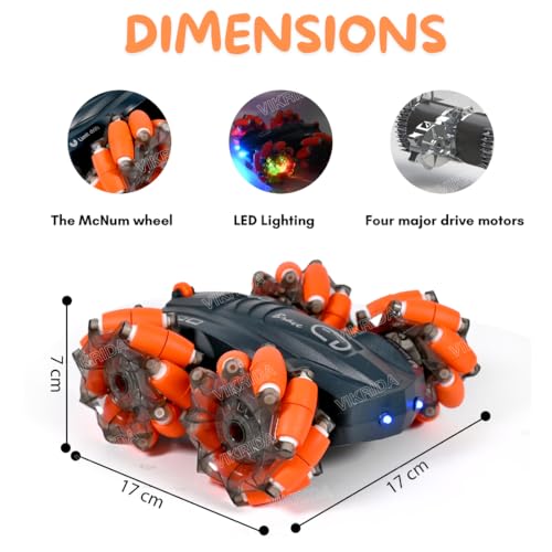Image of Vikrida 2.4GHz Remote Control Extreme Drift Stunt Car for Kids | 360 Degree Limit Drift Car, Left & Right Rotation - Orange