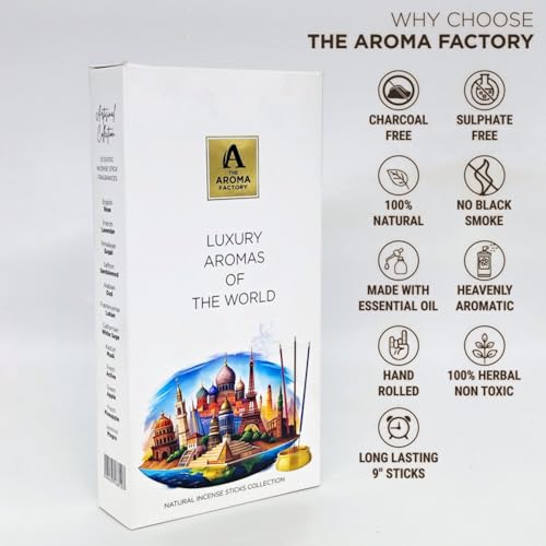 Image of The Aroma Factory Premium Incense Sticks for Pooja | Set of 12 Fragrances Gift Pack 12 (Luxury Aromas of The World)