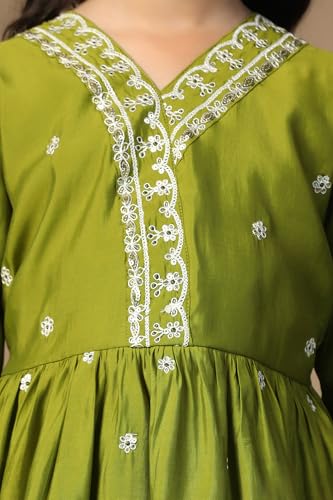Image of Fashion Dream Girl's Chanderi Silk Ethnic Kurta and Sharara Set|Kids Salwar Suit Set|Sharara Set for Girls
