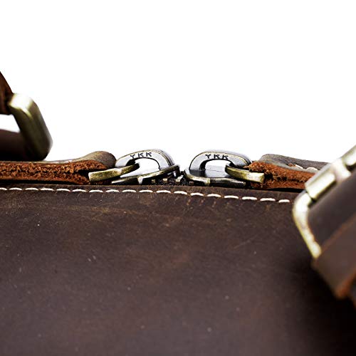 Polare Men's 20'' Retro Real Leather Weekender Duffel Overnight Bag Carry On Luggage