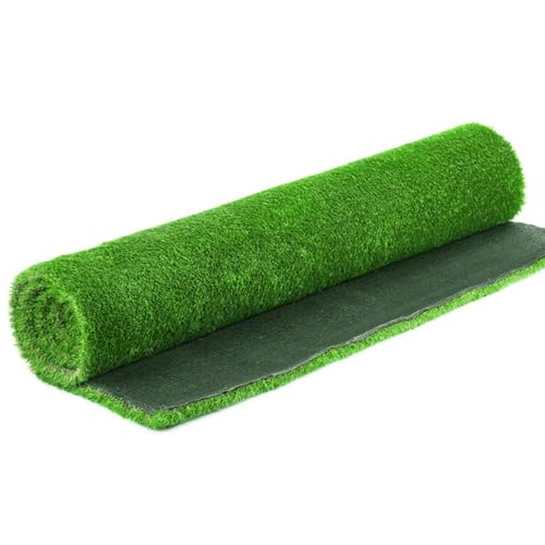 Césped artificial, césped falso, alfombra de césped sintético realista con orificios de drenaje para mascotas, patio, jardín, paisaje