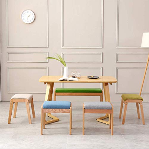 Taburete tapizado de superficie suave con patas de madera maciza para salón 6