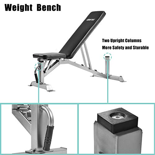Merax Adjustable Weight Bench - 5 Position Incline Utility Bench Gym Bench for Full Body Workout Multi-Purpose Bench for Home Gym Strength Training [800 LBS Weight Capacity]