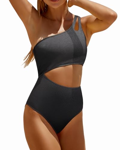 Yonique Cutout One Piece Swimsuit Women - One Shoulder Bathing Suit Ribbed Swimwear 2025 Monokini2