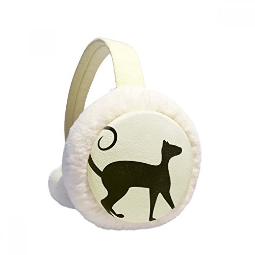 Orejeras de invierno plegables de felpa con diseño de gato negro