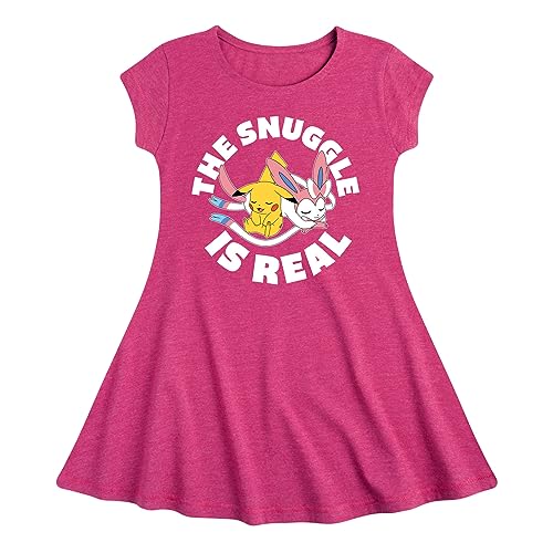 HYBRID APPAREL - Pokémon - The Snuggle is Real Pikachu and Sylveon - Toddler & Youth Girls Fit & Flare Dress