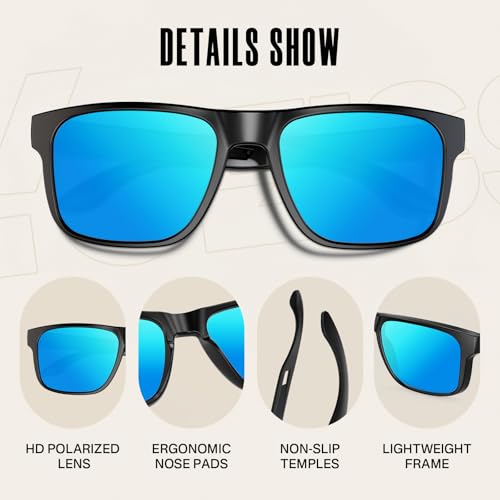 Polarized Sunglasses UV400 Lightweight for Men & Women | Driving, Cycling, Outdoor Fashion Square Frame Sun Glasses4