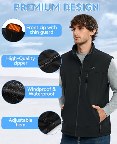 Image of Softshell Heated Vest for Men with 10000mAh Battery,Electric Heating Golf Vest,Windproof Vest for Winter Outdoor,3 Heat Levels Warm Winter for Hunting Skiing Cycling Camping(Medium)