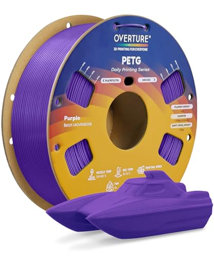 Image of OVERTURE PETG Filament 1.75mm, High Speed 3D Printer Filament, Neatly Wound & Clog-Free, 1kg Spool (2.2lbs) Rapid PETG, Dimensional Accuracy + /- 0.02mm, Fit Most FDM Printers (Purple)