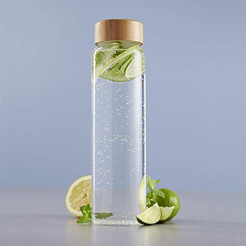 Day Useful everyday Jarra 1 litro Ø8x30cm, jarra de vidrio con tapa de bambú, jarra de agua