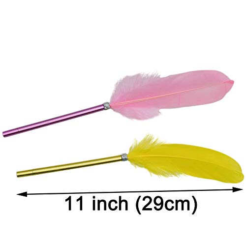 Maydahui 24Pcs Natural Goose Feather Rollerball Pen Fashion Cute Kawaii Pens Black Gel Ink Pens For Student Girls #TOP1
