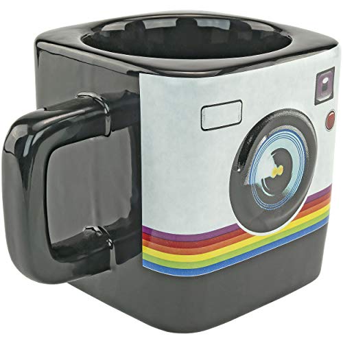 Taza cerámica con diseño cámara 9oz negro miniatura 2