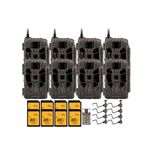 Stealth Cam 40MP Deceptor Max Cellular Trail Camera (2-Pack) x 4 Bundle with Economy Trail Camera Holder (8-Pack), 4-in-1 Card Reader, and 32GB Memory Card (8-Pack) (21 Items)