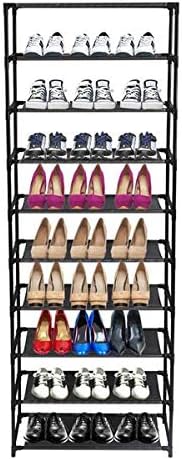 Estantes de almacenamiento apilables de 10 niveles, marco de acero inoxidable con capacidad para 50 pares de zapatos