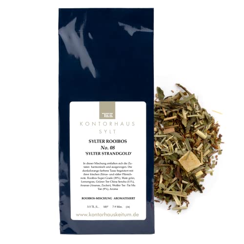 Kontorhaus Sylt, Rooibostee Mischung, Sylter Rooibos No. 8 Sylter Strandgold, Mate grün / Ananas / weißer Tee, 100g Cover