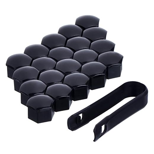 20 Piezas Tapa de Tuerca de Rueda Universal Cubierta de Tuerca de Neumático con Herramienta de Removedor Set para Coches (Negro, 17 mm)