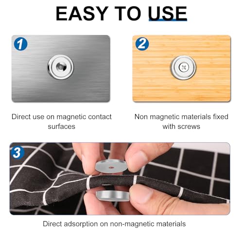 Image of LOVIMAG Strong Neodymium Rare Earth Magnets, 30LBS-12Pack | Heavy Duty Cup Magnet with Countersunk and Screws for Tool Room, Kitchen Doors, Wall Mounting, Office