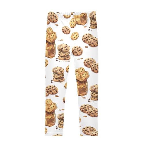 Cookies with Chocolate Crumbs Girls Leggings,Workout Leggings for Girls Toddler Athletic Leggings Size for 3-10T