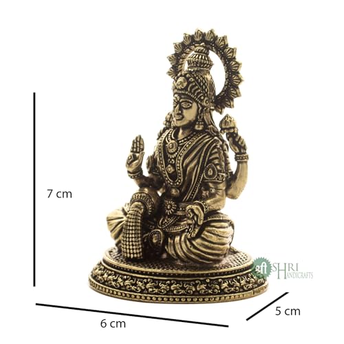 Image of INDICAST Handcrafted Brass Goddess Laxmi Statue for Home Temple | 2.5 inch Maa Lakshmi Figurine Idol Murti Sacred Symbol of Wealth | Perfect for Rituals & Gifting (Weight- 80gm)