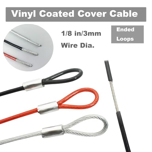 Correa de seguridad para cable de acero de 20 cm con 2 bucles negros 6