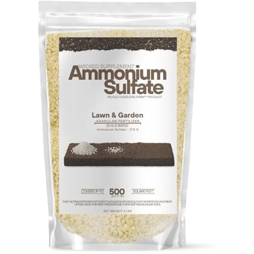 Ammonium Sulfate Fertilizer - Great Fertilizer and Soil Acidifier for Azaleas, Blueberries, Magnolia, and More. Boosts Nitrogen for Healthy Plants and Lush Lawns by Old Cobblers Farm (5 lb)