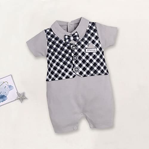 Image of BabyGo 100% Cotton Romper /Summer clothes /Creeper /new born /infent wear /for baby Boys (6-9, GREY4)