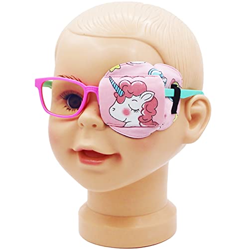 Astropic 3D Cotton & Silk Eye Patch for Kids | Girls Eye Patch for Glasses | Medical Eye Patch for Children with Lazy Eye (Pink Unicorn, Left Eye)