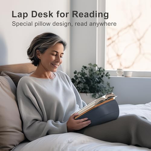 Image of ERGONOV Lap Book Stand for Hands Free Reading Comfortable Reading Pillow Stand Minimize Neck Strain Perfect Idea for Book Lovers in Dorm Room or Anywhere Else with Bookseat(Gray)