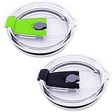 2 pcs Tumbler Replacement Lids,Spill-proof Splash Resistant Straw-friendly Cover,BPA Free & Straw Friendly (20 oz,black&green)