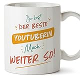  MUGFFINS Tazas para YOUTUBER hombre - En Alemán - Du bist der beste mach weiter so! - 11 oz / 330 ml - Regalo original y divertido