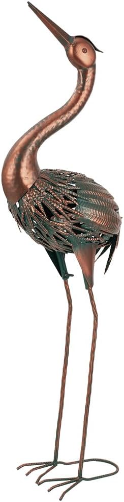 VEWOGARDEN Heron Outdoor Statues Metal Crane Garden Sculptures & Statues for Yard Lawn Patio Pool Outside Decorations, Bronze Heron(blue & bronze)