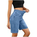 YAOJIWANG Pantalones Cortos Mujer Vaqueros 2026 Moda Bermudas Casual Mezclilla Pantalon Corto Elástico Chandal Bolsillo Shorts Deportivos Rotos Pantalones Cortos Jeans Shorts Denim Playa