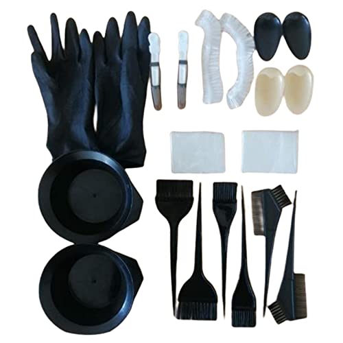 Kit profissional de tingimento de cabelo doméstico com escovas, protetores de ouvido e capa - Conjun