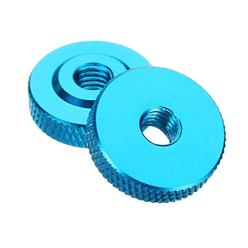 Vis moletée M6 aluminium avec collier spaceur rondelle bleu - 4
