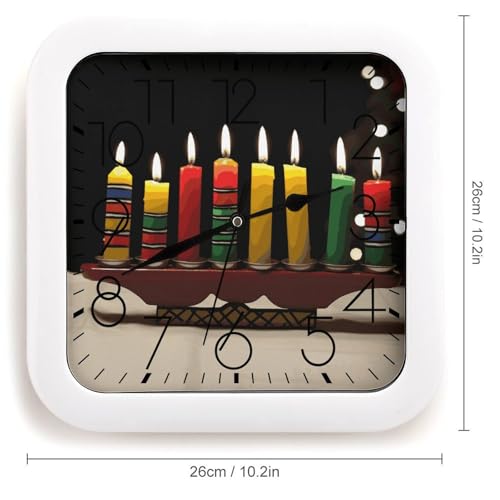 Horloge murale carrée Kwanzaa vintage et silencieuse pour la maison - 3