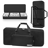 ORKELS 49Key Piano Keyboard Case, 10mm Pearl Cotton Full Padded Electric Piano Keyboard Gig Bag, with Handles, Adjustable Shoulder Straps, and Large Accessory Pocket