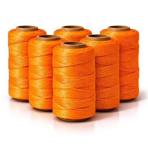 Image of Mason Line String 260FT, 780FT, 390FT, 1500FT, 2300FT, Durable Construction Twine for Laying Bricks, Blocks, Fences in Gardening, DIY & Landscaping Projects (Orange, 393 Ft x 6 Pcs)