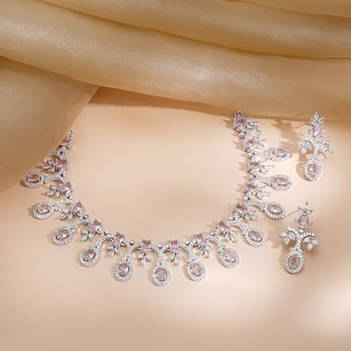 Image of Rubans AD Zircon Designer Drop Necklace Set for Women Stylish