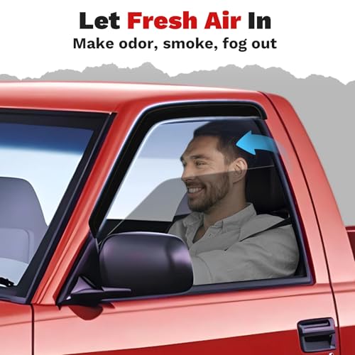 Image of Canvcle Window Visors Rain Guards for 1994-2004 Chevrolet S10 /GMC Sonoma Accessories, Outside-Mount Tape-On Side Window Wind Deflectors Vent Visors Shades Rainproof Black 2PCS