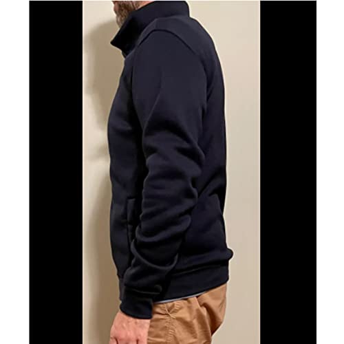 Congluoki Sweaters For Men Cardigan Sweatshirt Hoodless Zip Up Jacket High Neck Lightweight Sueter Para Hombres Black Xl #TOP5