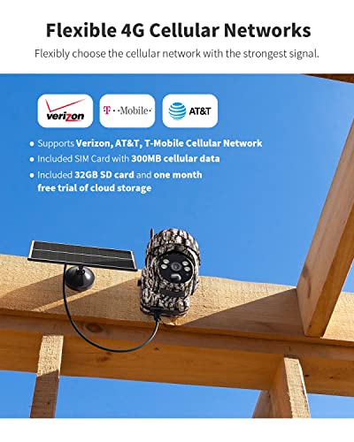 Ebitcam 4G LTE Cellular Trail Cameras Gen 3.0 with SD&4G LTE SIM Card, 360° Full View, 2K Live Streaming,Remote Phone Access Security Camera Outdoor Wireless Game Camera Solar Powered Motion Activated