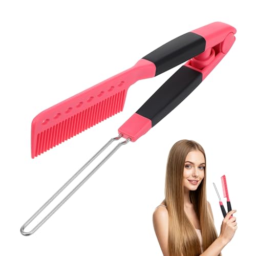 Toyvian Peine Alisador Plegable para Cabello Mujer Peine Multiusos de ABS y Aleación Compacto y Portátil Herramienta Profesional para Peinado y Estilizado Color Rosa Fucsia