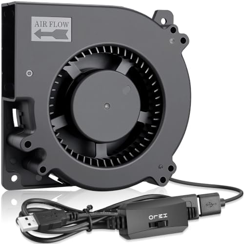 GDSTIME Quiet 120mm USB Blower Fan with 3 Speed Control, 5V DC Brushless