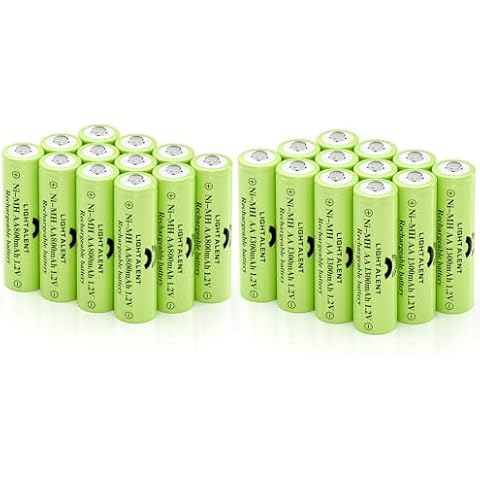 Lightalent Ni-MH AA Rechargeable Batteries, Double A High Capacity 1.2V Pre-Charged for Garden Landscaping Outdoor Solar Lights, String Lights, Pathway Lights 800mAh 12pack + 1300mAh 12pack Cover