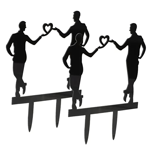 Cabilock 4 Pcs Inserção de bolo homossexual topo de bolo de casamento masculino presente do noivo ac