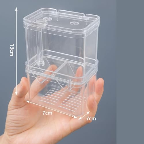 Image of VAYINATO Aquarium (Large) Guppy Double Deck Breeding Box with Suction Cups - 13x10x7cm | Transparent Isolation & Breeding Tank for Fish, Fry & Betta | Sturdy, Safe & Easy to Use